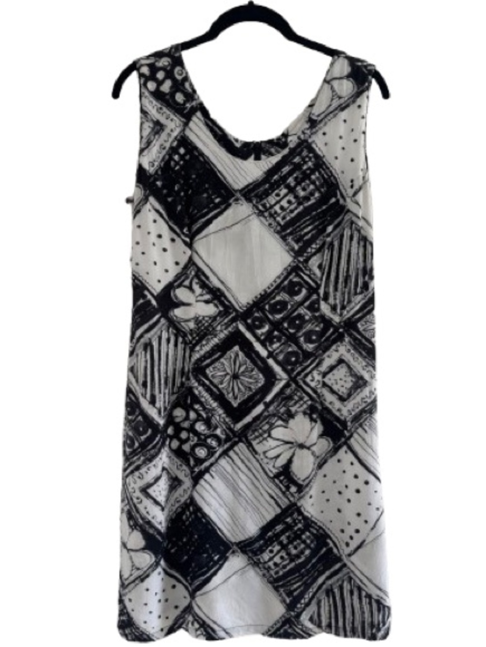 Vintage Jams World Tank Mini Dress Black Abstract Floral Print Artsy Quiltet